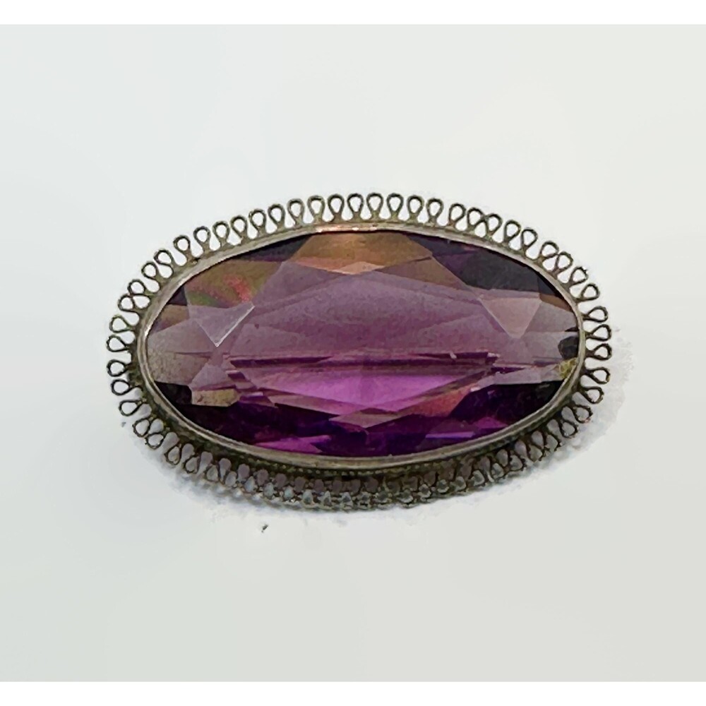 Art Deco, Sterling Silver, Brooch, Edwardian, 20s, 30s, Purple, 1920s, 1930s